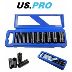 US PRO 10 Piece 3/8 Dr Deep Impact Metric Socket Set 10 - 24mm 1680