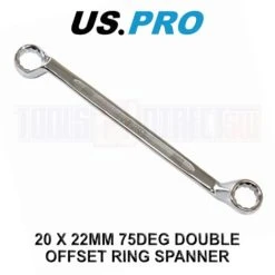 US PRO Tools 20 X 22MM 75 Deg Double Offset Ring Spanner Wrench 3534