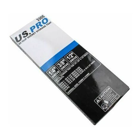 US PRO 80 Clip Metal Socket Storage Tray 1/4, 3/8, 1/2 Drive 3305 - Image 3