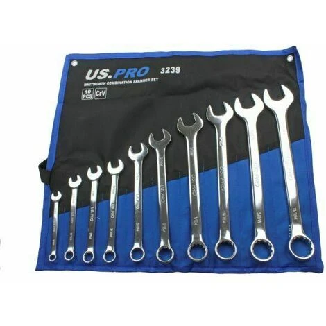 USPRO US PRO Tools 10PC Whitworth Combination Spanner Set 1/8 - 11/16 3239 - Image 3