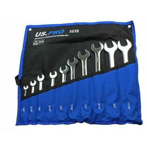 USPRO US PRO Tools 10PC Whitworth Combination Spanner Set 1/8 - 11/16 3239 - Image 4