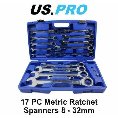 US PRO 20PC 8 - 32mm Metric Gear Ratchet Combination Spanner Wrench Set 3236