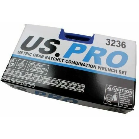 US PRO 20PC 8 - 32mm Metric Gear Ratchet Combination Spanner Wrench Set 3236 - Image 3