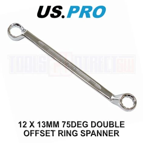 US PRO Tools 12 X 13MM 75 Deg Double Offset Ring Spanner Wrench 3530 3 US PRO Tools 12 X 13MM 75 Deg Double Offset Ring Spanner Wrench 3530