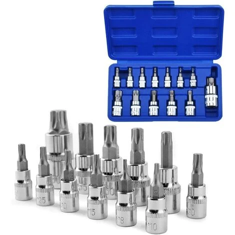 AOUGO 13pcs Torx Bit Socket Set T8-T70 S2 Hex Socket Wrenches Steel Torx Socket Shank Tool Screwdriver Bit Set 3 AOUGO 13pcs Torx Bit Socket Set T8-T70 S2 Hex Socket Wrenches Steel Torx Socket Shank Tool Screwdriver Bit Set