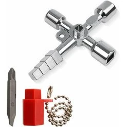 READCLY Electrical Cabinet Key, 4-Way Multi-Function Key, Convenient Multi-Function Cross Key, For Water And Electricity Meters, Radiators, Elevators (Silver)