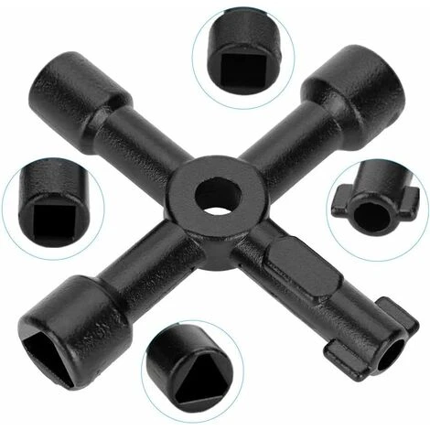 MONLY 4 Way Key - Radiator Purge Key, Utility Key Electric Box Gas Meter Key For, Utility Key Panel Multi-Function Key Electrical Cabinet Key(Black)