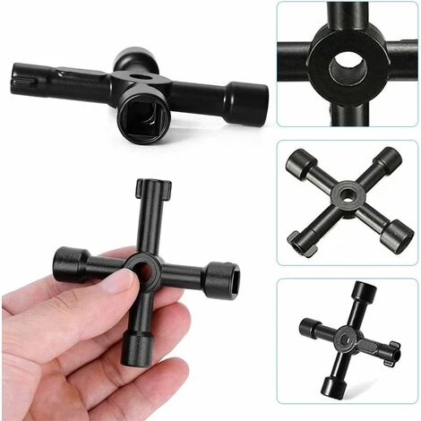MONLY 4 Way Key - Radiator Purge Key, Utility Key Electric Box Gas Meter Key For, Utility Key Panel Multi-Function Key Electrical Cabinet Key(Black) - Image 3