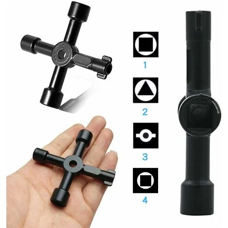 MONLY 4 Way Key - Radiator Purge Key, Utility Key Electric Box Gas Meter Key For, Utility Key Panel Multi-Function Key Electrical Cabinet Key(Black) - Image 4