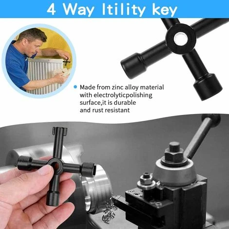 MONLY 4 Way Key - Radiator Purge Key, Utility Key Electric Box Gas Meter Key For, Utility Key Panel Multi-Function Key Electrical Cabinet Key(Black) - Image 5