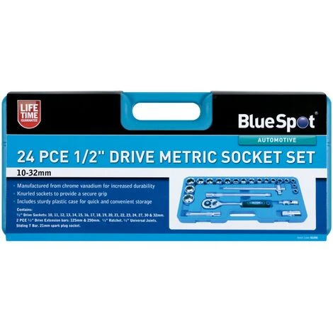 Bluespot 24 Pc Metric Socket Set Ratchet Extention Bar 1/2" Drive 10mm To 32mm 6 Bluespot 24 Pc Metric Socket Set Ratchet Extention Bar 1/2" Drive 10mm To 32mm - Image 4