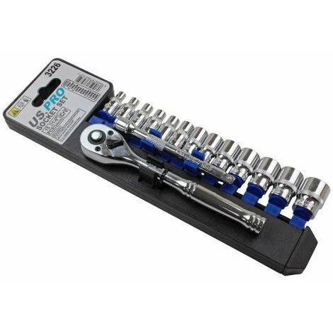 US PRO Tools 15pc 1/4''dr Metric Socket Wrench Set 4 - 14mm 3226 - Image 2