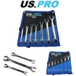 US PRO Tools 7pc 12 Point Open Brake Flare Nut Spanners Wrench Set 8 - 24mm 2044