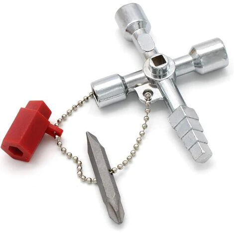 MODOU 4-Way Multi-Function Wrench, Convenient Universal Cabinet Wrench, Universal Cross Wrench For Water Meters, Electricity Meters, Radiators, Gas Meters, Elevators (Silver) 3 MODOU 4-Way Multi-Function Wrench, Convenient Universal Cabinet Wrench, Universal Cross Wrench For Water Meters, Electricity Meters, Radiators, Gas Meters, Elevators (Silver)