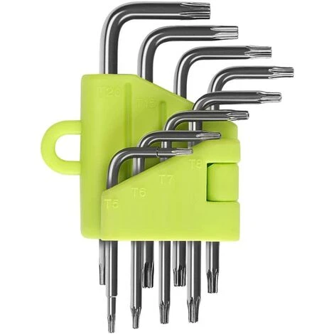 MEZHENG Offset Torx Wrenches 8 Piece Torx Allen Wrench Kit Star Screwdrivers T5 T6 T7 T8 T9 T10 T15 T20 Wrench Sets Hand Tools Torx Allen Wrenches