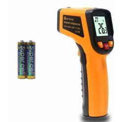 MEZHENG Laser Infrared Thermometer Gun Digital Thermometer -50-600℃ Laser Dot Food Gun Professional 2 × AAA Recorder Included (Yellow)