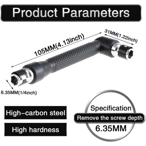 MEZHENG Mini Screwdrivers And Bits 1/4" Drive L Shape Handle Extension Double Hex Socket Flat Head Philips Torx Screwdriver Bits Kit - Image 2
