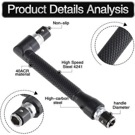 MEZHENG Mini Screwdrivers And Bits 1/4" Drive L Shape Handle Extension Double Hex Socket Flat Head Philips Torx Screwdriver Bits Kit - Image 4