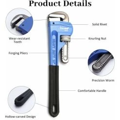 GDRHVFD Plumbing Wrench, Straight Pipe Wrench, Aluminum Duckbill Pipe Wrench, Heavy Duty Pipe Wrench 10", Blue, 200mm 10 GDRHVFD Plumbing Wrench, Straight Pipe Wrench, Aluminum Duckbill Pipe Wrench, Heavy Duty Pipe Wrench 10", Blue, 200mm -Bahco shop 74950856 4