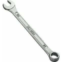 GDRHVFD C45576 - 10mm Combination Metric Spanner - Fork And 12 Point Ring/Eye - In Cr-V Steel For Tightening/Assembly - Straight Handle - Din 3110 Professional Tools - Silver Color