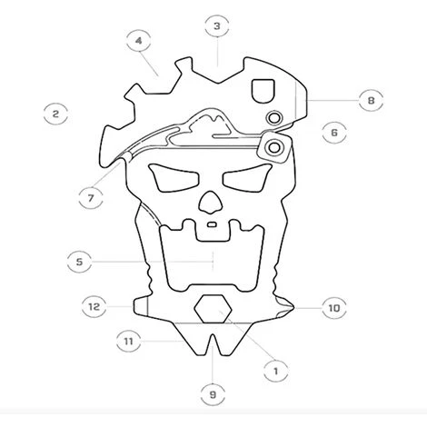 EINEMGELD 12 In 1 Skull Multifunction Tools Keychain - Image 3