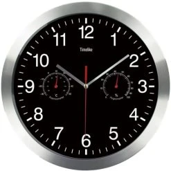 PESCE Indoor/Outdoor Retro Round Waterproof Wall Clock With Thermometer, Quartz Wall Clock Home/Patio Decor T6261B-Temperature And Humidity Clock-Black
