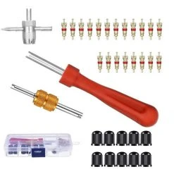 HEGUYEY Tire Valve Stem Valve Repair With Double And Single Head Car Valve Wrench For Car, Motorcycle, Bike