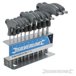 10pc Silverline T9-T50 T-Handle TRX Torx Hex Key Stand Set New 328015
