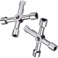 GTA Pieces 4-Way Multi-Function Key For Electric Water Gas Box Medicine Cabinet Opening Key (Silver)