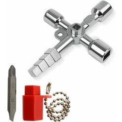 GTA Control Cabinet Key, 4-way Multi-function Key, Practical Multi-function Cross Key, For Water And Electricity Meters, Radiators, Elevators (silver)