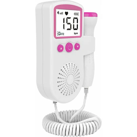 TUMALAGIA Baby Heart Rate Monitor, Pink Backlit LCD Display