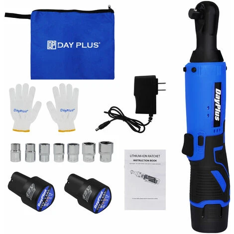 DAY PLUS Electric Cordless Ratchet 3/8 Right Angle Wrench Impact Power Tool 2 Batteries 4 DAY PLUS Electric Cordless Ratchet 3/8 Right Angle Wrench Impact Power Tool 2 Batteries - Image 2