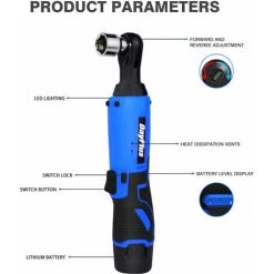 DAY PLUS Electric Cordless Ratchet 3/8 Right Angle Wrench Impact Power Tool 2 Batteries 9 DAY PLUS Electric Cordless Ratchet 3/8 Right Angle Wrench Impact Power Tool 2 Batteries -Bahco shop 87197561 3