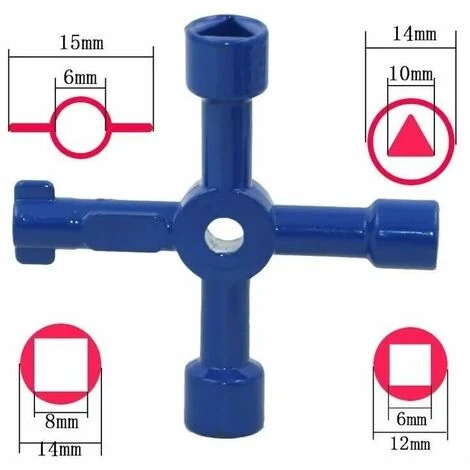 ERHOPE Multifunction Cross Cross Spanner Wrench Key For Opening Cabinets Water Electricity Gas Radiator Cabinets Train Elevator Portable Heavy Duty Spanner Tool Blue 1 Pc, Tool Accessories,KoleZy 5 ERHOPE Multifunction Cross Cross Spanner Wrench Key For Opening Cabinets Water Electricity Gas Radiator Cabinets Train Elevator Portable Heavy Duty Spanner Tool Blue 1 Pc, Tool Accessories,KoleZy - Image 3