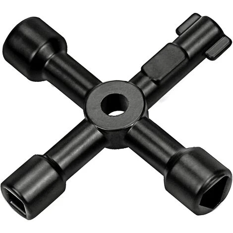 POWAY Multifunction Utility Key, 4 In 1 Multifunction Cross Key, For Gas Radiator Dash Valve Lock - 73mm, Black