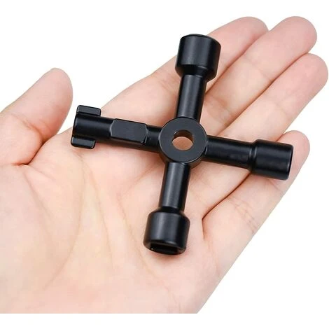 POWAY Multifunction Utility Key, 4 In 1 Multifunction Cross Key, For Gas Radiator Dash Valve Lock - 73mm, Black - Image 4