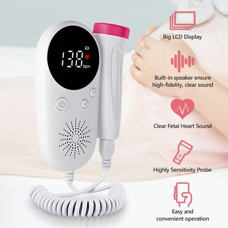 BOED Household Fetal Doppler,Baby Prenatal Heart Monitor,LCD Display Fetus-voice Meter,Pregnant Woman Daily Care Product - Image 5