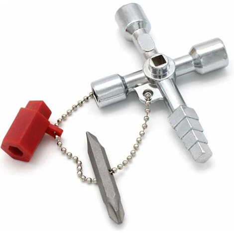 HIASDFLS 4 Voies Clé Multifonction, Pratique Clé Universelle D'armoire, Clé Croisée Universelle Pour Compteurs D'eau Et D'électricité, Radiateurs, Compteurs De Gaz, Ascenseurs (Argent) 3 HIASDFLS 4 Voies Clé Multifonction, Pratique Clé Universelle D'armoire, Clé Croisée Universelle Pour Compteurs D'eau Et D'électricité, Radiateurs, Compteurs De Gaz, Ascenseurs (Argent)