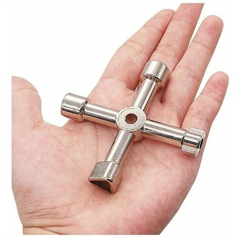 GTA Multifunction Key, 4 In 1 Multifunction Cross Key For Electric Gas Heater Meter Box Tap Lock - 72mm Silver 4 GTA Multifunction Key, 4 In 1 Multifunction Cross Key For Electric Gas Heater Meter Box Tap Lock - 72mm Silver - Image 2