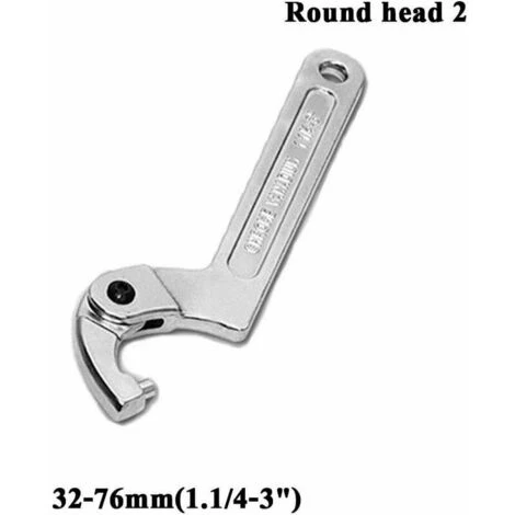 TUMALAGIA C-Wrench Tool 32-76mm Chrome Vanadium Adjustable Hook Wrench - Round Tip - Image 2