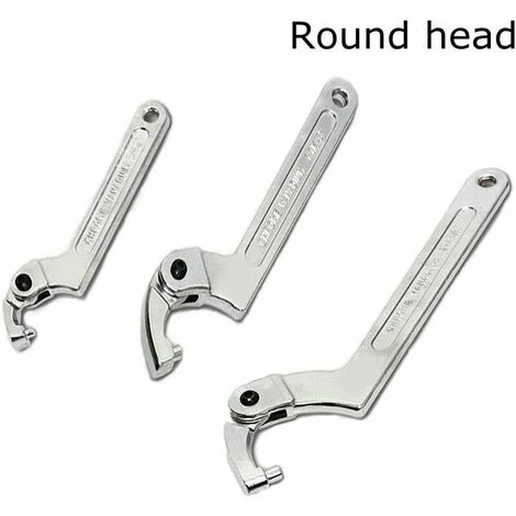 TUMALAGIA C-Wrench Tool 32-76mm Chrome Vanadium Adjustable Hook Wrench - Round Tip - Image 4