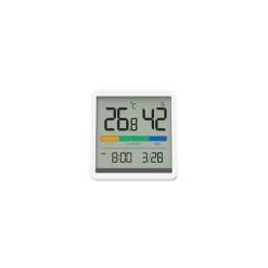 BOED Hygrometer Indoor Thermometer, Desktop Digital Thermometer With Temperature And Humidity Monitor, Accurate Humidity Gauge Room Thermometer With Clock (White)