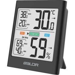 BOED Room Thermometer Hygrometer, Digital Humidity Meter Thermometer Room Temperature Monitor With Touch Backlight, Large Screen Indoor Thermometer For Nursery Greenhouse Wine Cellar