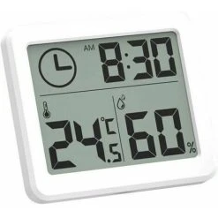 TUMALAGIA Digital Indoor Hygrometer, Thermometer, Weather Station, Alarm Clock, LCD-C/F, Switchable Temperature And Humidity Meter, Wall Bracket And Table Stand