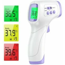 Soleil Adult Forehead Thermometer, Infrared Forehead Thermometer, Contactless Adult Thermometer, Infrared Thermometer With Fever Alert, LCD Display And Memory Function. Thermometer