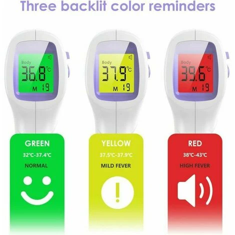 Soleil Adult Forehead Thermometer, Infrared Forehead Thermometer, Contactless Adult Thermometer, Infrared Thermometer With Fever Alert, LCD Display And Memory Function. Thermometer - Image 2