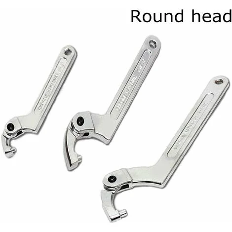 LITZEE Hook Spanner Adjustable Hook Spanner Chrome Vanadium C-Spanner Tool 32-76mm - Round Head 2 - Image 4