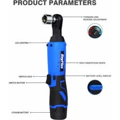 BRIEFNESS 3/8 Cordless Ratchet Wrench Set, 100Nm Power Electric Ratchet Driver With 7 Sockets, 2X 1500mAh Lithium-Ion Batteries, Fast Charge, Variable Speed Trigger And LED Light 9 BRIEFNESS 3/8 Cordless Ratchet Wrench Set, 100Nm Power Electric Ratchet Driver With 7 Sockets, 2X 1500mAh Lithium-Ion Batteries, Fast Charge, Variable Speed Trigger And LED Light -Bahco shop 96682381 3