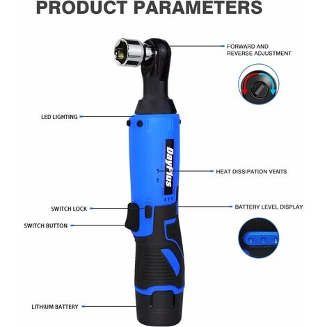 BRIEFNESS 3/8 Cordless Ratchet Wrench Set, 100Nm Power Electric Ratchet Driver With 7 Sockets, 2X 1500mAh Lithium-Ion Batteries, Fast Charge, Variable Speed Trigger And LED Light 5 BRIEFNESS 3/8 Cordless Ratchet Wrench Set, 100Nm Power Electric Ratchet Driver With 7 Sockets, 2X 1500mAh Lithium-Ion Batteries, Fast Charge, Variable Speed Trigger And LED Light - Image 3