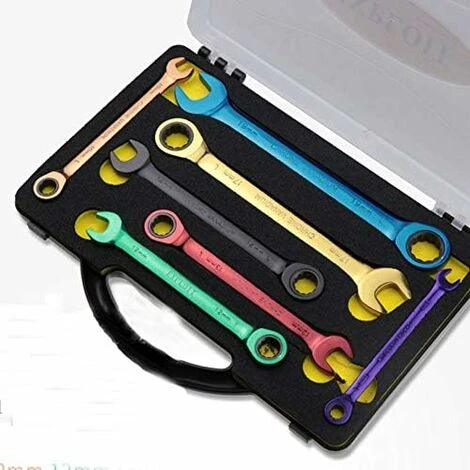 MEZHENG Color Ratchet Spanner Dual Purpose Multifunction Movable Spanner Hand Tools Set 8-19mm (Size : 19mm)